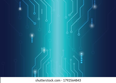 Tono azul de fondo tecnológico. Patrón de circuito electrónico brillante. Concepto de la era de la tecnología 5g.
