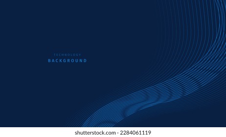 Technology background with blue waves. Editable stroke