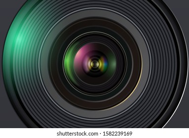 Technology background with camera photo lens, vector illustration