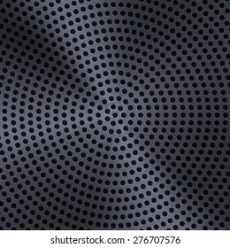 Technology background with circle perforated metal (chrome, iron, stainless steel, silver) grill texture  for internet sites, web user interfaces (ui) and applications (apps). Vector Pattern.