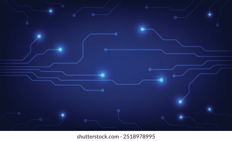 technology background with circuit board and blue light