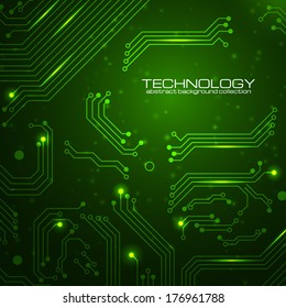 Technology background with circuit board elements. Vector illustration with space for your business text. 