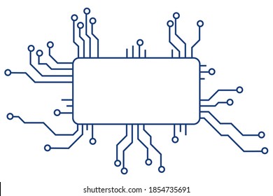 Technology background, circuit board, isolated on white background, vector illustration.