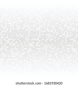 Technology Background. Circuit board White Texture. Electronics Simple Backdrop. Digital Monochrome Pattern. Vector illustration