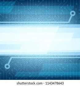Technology background with circuit. Engineering banner with copy space. Stock vector illustration.