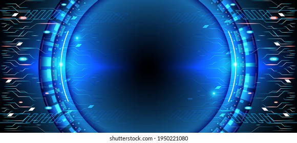 Technology background, color and waves of the future line and text.