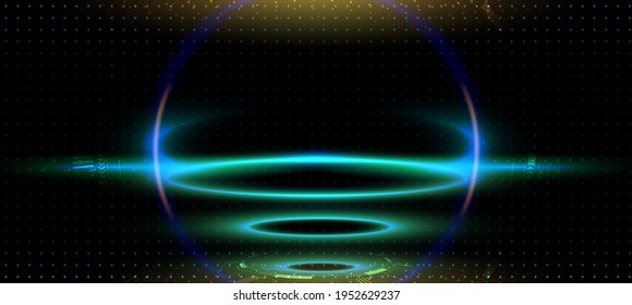 Technologie Hintergrund, Farbe und Wellen der zukünftigen Linie und Text.