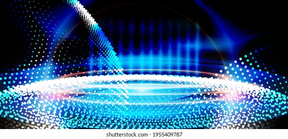 Technologie Hintergrund, Farbe und Wellen der zukünftigen Linie und Text.