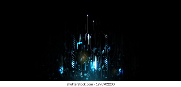 Technology background, color and waves of the future line and text.
