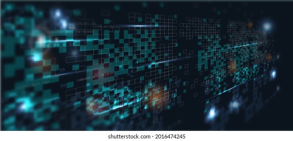 Technology background, color and waves of the future line and text.