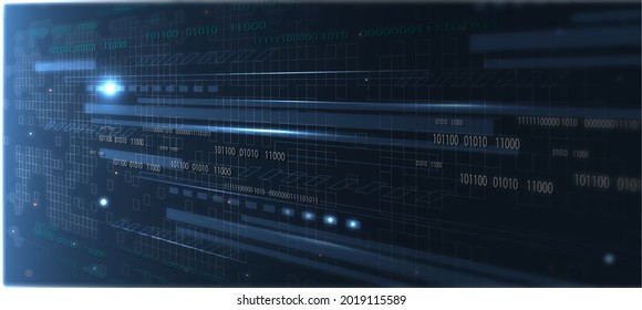 Technology background, color and waves of the future line and text.