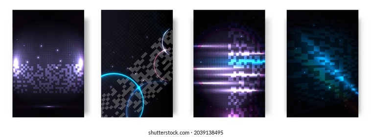 Technology background, color and waves of the future line and text.