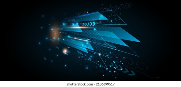 Technology background, color and waves of the future line and text.