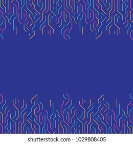 Technology background from colored lines connections for your presentation slide. Abstract information connectivity background. IT-development conception. Neural structure. Vector illustration