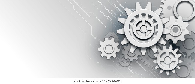 Technology background, concept of cogs and gears in the form of digital communication connection structure