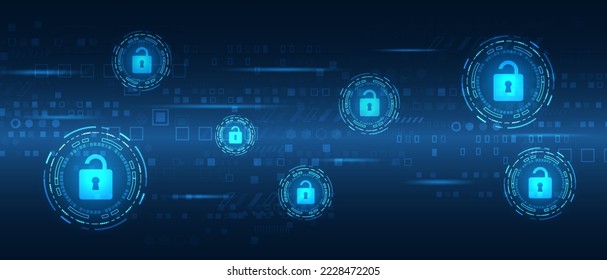 Technology background concept.Circuit board electronic system.Futuristic hi-tech light on dark blue.