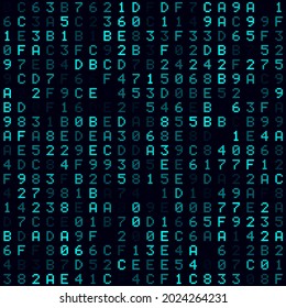 Technology Background. Cyan filled hexadecimal background. Small sized seamless pattern. Radiant vector illustration.