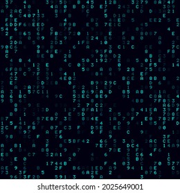 Technology Background. Cyan sparse hexadecimal background. Medium sized seamless pattern. Captivating vector illustration.