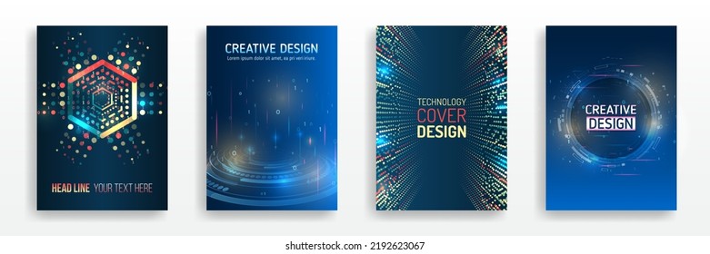 Technology background design, booklet, leaflet, annual report layout. Science cover design for business presentation. Hi-tech brochure flyer template. 