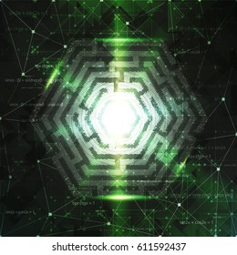 Technology Background Design with Hexagon maze. Vector illustration.