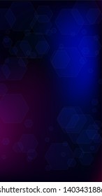 Technology Background. Digital Technology Backdrop. Vertical Template BG for Mobile Device. Futuristic Cyberspace with Hexagon Fractals. Vector  Technology Blockchain Background.