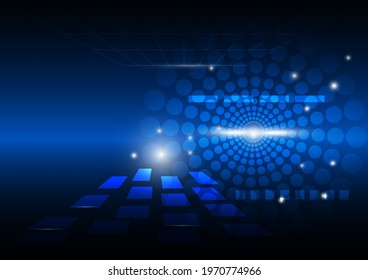 Technology background, digital concept, science, created from geometric elements, add light and shadow, vector illustration to create wallpaper.
