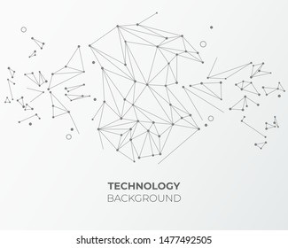 Technology background with dots and lines. Abstract futuristic triangular vector illustration.