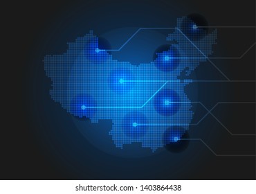 technology background with dotted china map