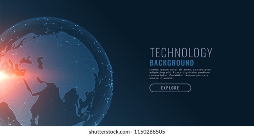 technology background with earth and connecting dots