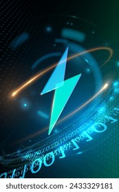Technology background with electric sign and light effects