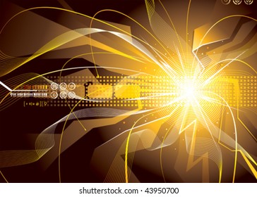 Technology background of energy sparks. vector layered.