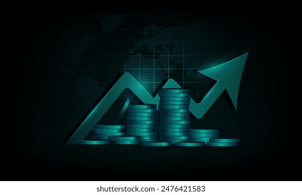Technology background, financial economics analysis and global marketing business graph