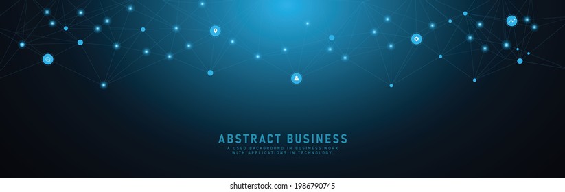Technology background with flat icons and business symbols abstract concept and concept for internet of things wifi network communication vector illustration
