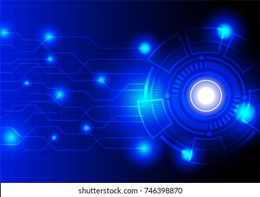 Technology background, futuristic hi-tech circle and glowing light on dark background