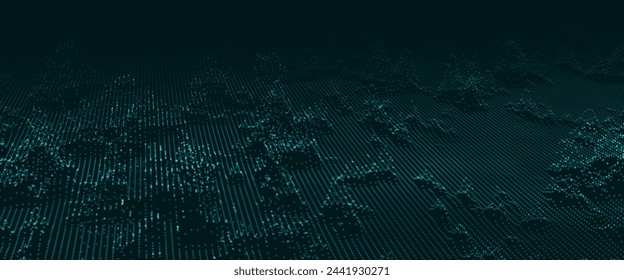 Technology background . Futuristic point wave. Abstract digital wave of particles. Dark background. Connection structure. 3d vector illustration.