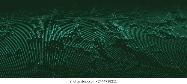 Technology background . Futuristic point wave. Abstract digital wave of particles. Dark background. Connection structure. 3d vector illustration.