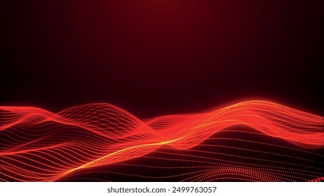 Technology background . Futuristic point wave. Abstract digital wave of particles. Dark background. Connection structure. 3D vector.