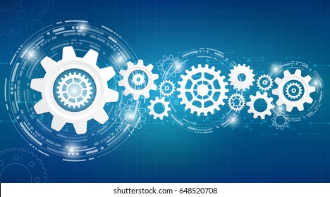 technology background  with gear in  circle white colo on full color background, for you design or use for website and  business presentation,vector design element illustration