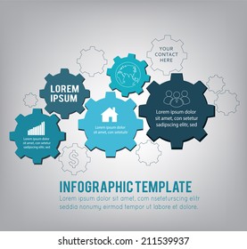 Technology background with gear wheel, infographic template. Vector background.