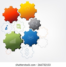 Technology background with gear wheel, infographic template. Vector background.