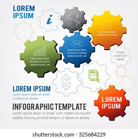 Technology background with gear wheel, infographic template. Vector background.