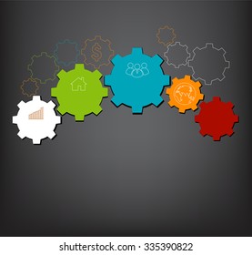 Technology background with gear wheel, infographic template. Vector background.