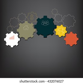 Technology background with gear wheel, infographic template. Vector background.
