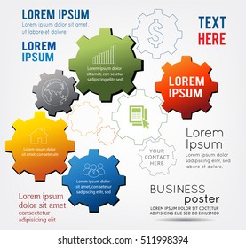 Technology background with gear wheel, infographic template. Vector background.