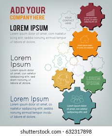 Technology background with gear wheel, infographic template. Vector background.