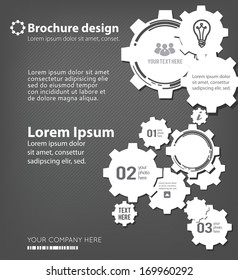 Technology background with gear wheel, web user interfaces and applications. Vector background.