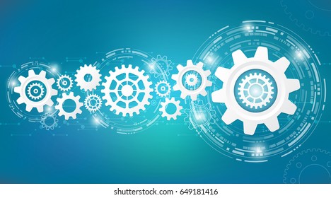 technology background with gears and circle. abstract background. full color for you design website backdrop or business presentation ,vector design element  illustration