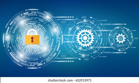 technology background with gears and circle. abstract background. full color for you design website backdrop or business presentation ,vector design element  illustration