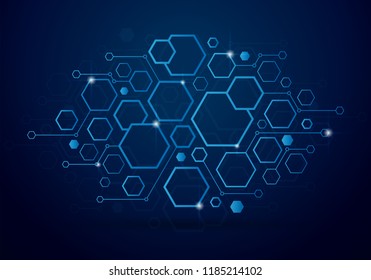 Technology background with geometric hexagon concept, Vector design