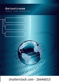 technology background with globe and binary code